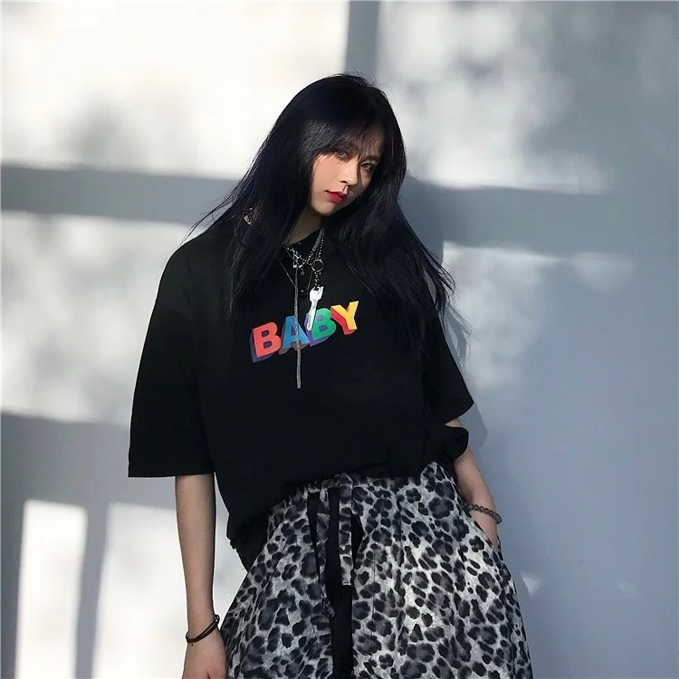 

starqueen-JBH 1pcs Golf Baby Cotton T-shirt Female T Shirt Chic Letters Printed Short Sleeves Women Tees Loose Tops