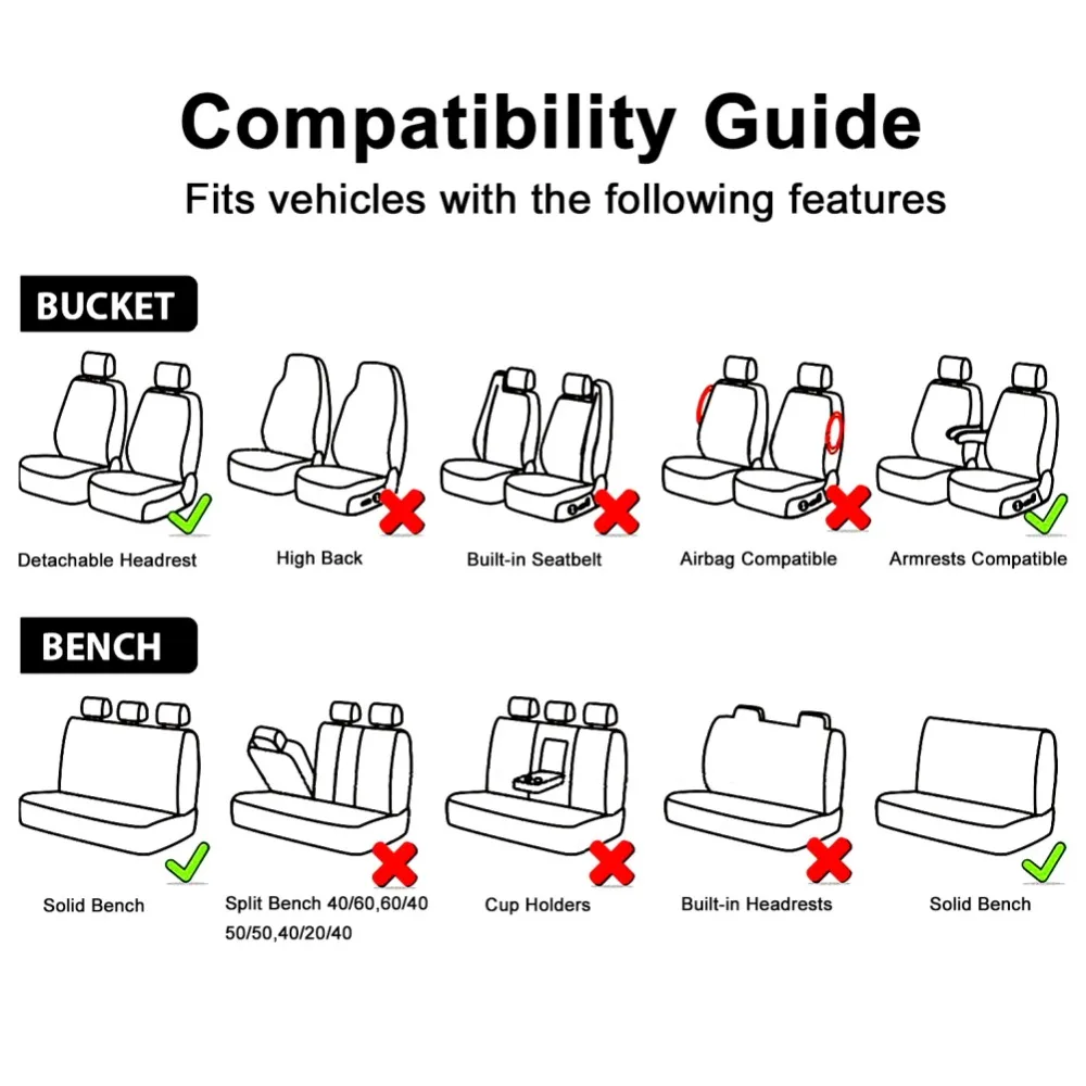 

TIROL Breathable Full Car Seat Cover Set 11Pcs Seat Protective Interior Accessories For Crossovers SUV Sedans Free Shipping