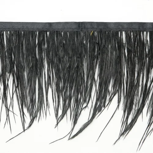 Black 1 м/лот, разноцветный длинный Плюмаж из страусиного пера, бахрома, отделка из перьев, боа, в полоску, для праздничной одежды, аксессуары 8-10 см - Цвет: Black