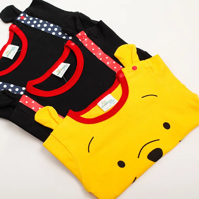 Disney summer short sleeve Triangle briefs baby girl Bodysuits Mickey Mouse Cartoon Cotton baby One-Pieces Newborn Thin rompers
