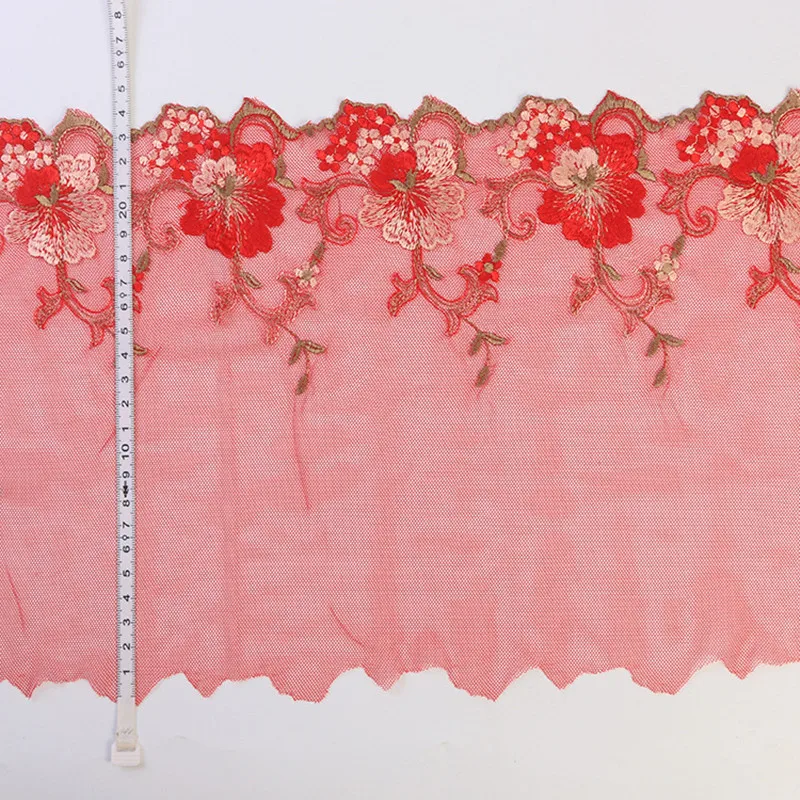 2 ярда красный цветок кружевная вышивка головной убор сделай сам волосы машинка