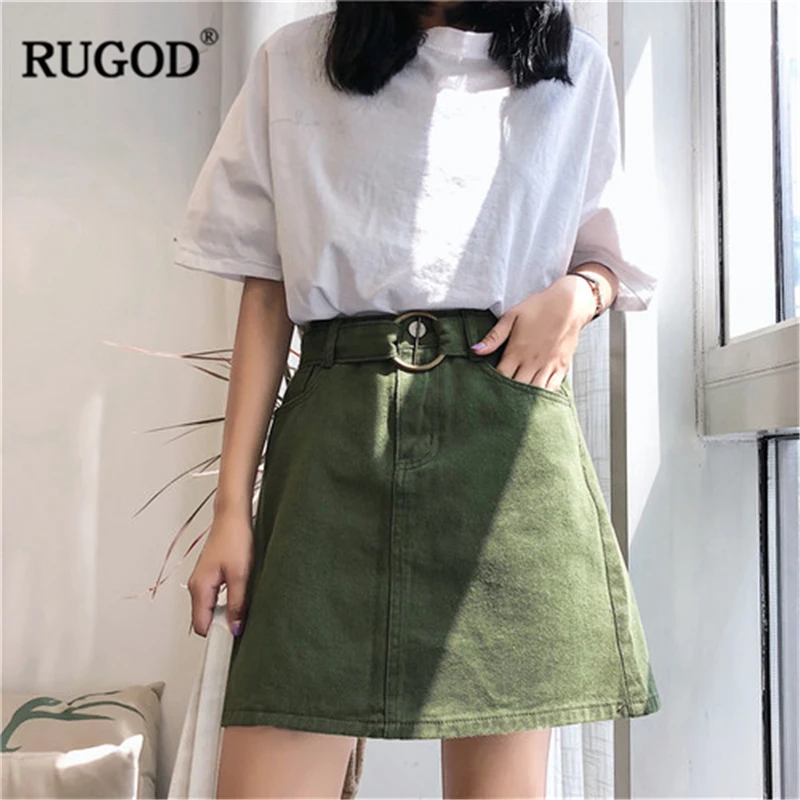 RUGOD 2020 Новые повседневные шикарные милые джинсовые однотонные пояса с высокой