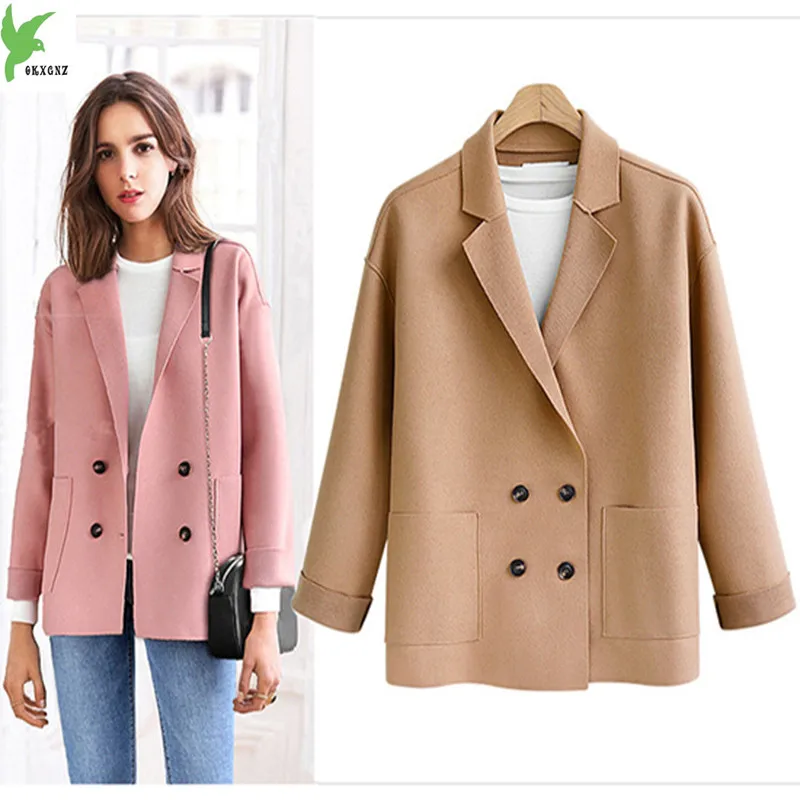 Женское двухстороннее шерстяное короткое пальто большого размера в британском