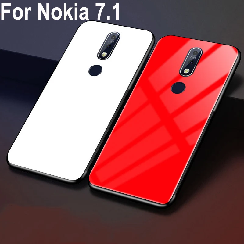 Coque для nokia 7,1 чехол градиентное закаленное стекло+ чехол с мягкими краями для nokia 7,1 dream glass чехол nokia 7,1 TA-1100 чехол s shell