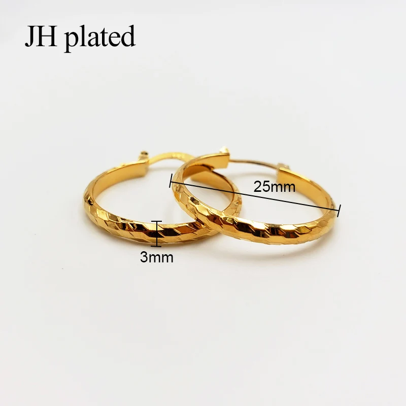 Gold-color JHplated Arab Fashion 24K Hoop Earrings for Women's/Girls Gold Color Jewelry Middle East Africa Ethiopian best Gifts Party - Metal Color: Gold-color