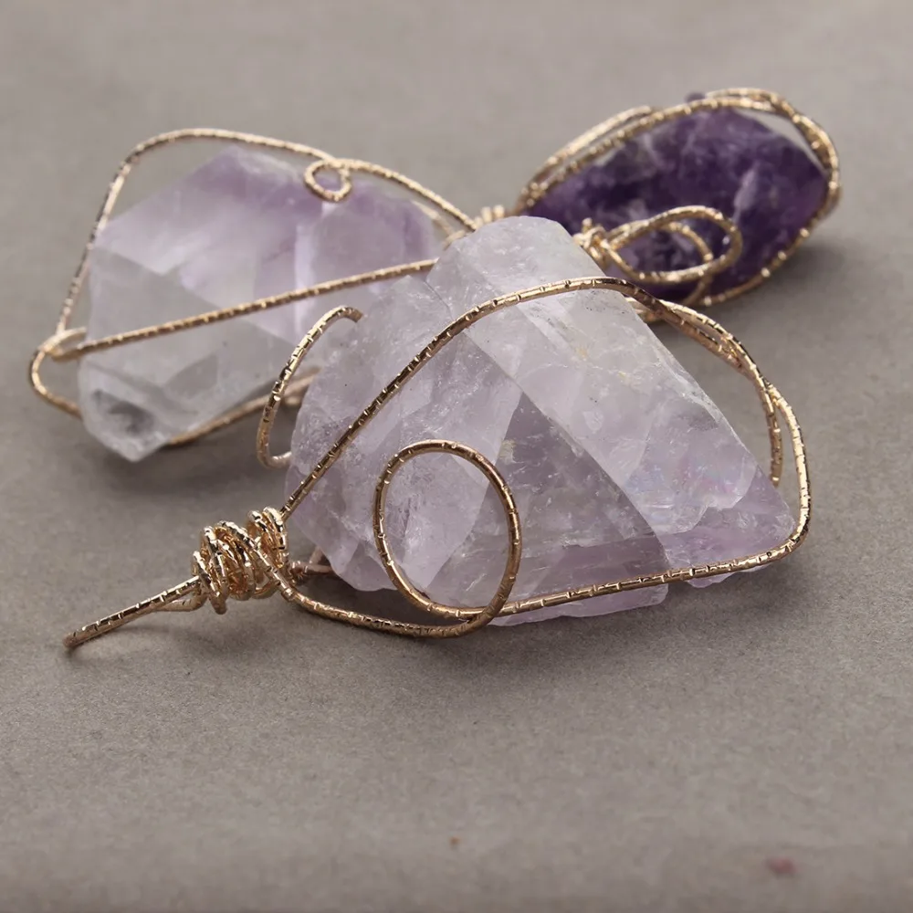 

LOULEUR 1 Pc Natural Point Stone Pendants Pendulum Purple Healing Crystal Chakra Reiki Beads Random Size Free Shipping