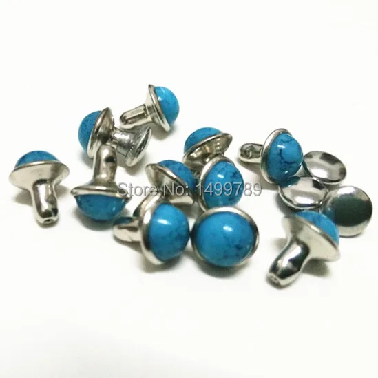 DIY100PCS 7mm Belt Bag Shoes Accessories Blue Turquoise Crack Rivets Leather Craft Punk Studs Shipping Free | Дом и сад