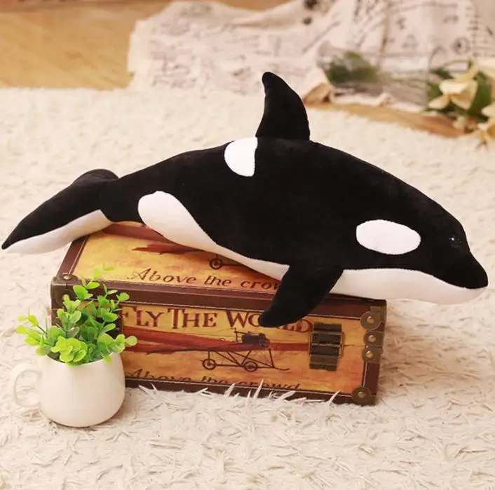 Кукла-киллер КИТ Подушка КИТ Orcinus Orca черный и белый КИТ плюшевая игрушка кукла акула дети мальчики девочки мягкие игрушки - Цвет: Черный