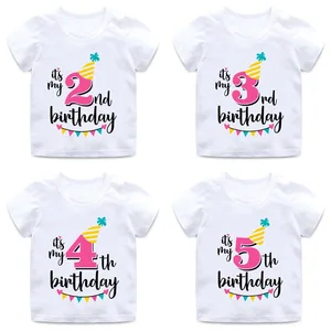 Футболка с надписью на день рождения для девочек, номер 1-7, летняя Милая одежда для детей, забавный подарок на день рождения, футболка с цифрами, ooo2432