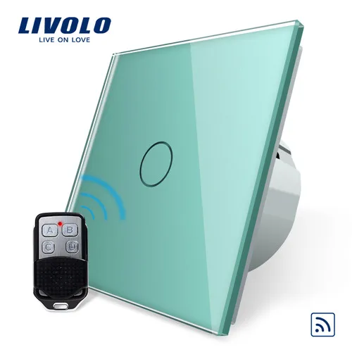 Green Livolo ЕС стандартный пульт дистанционного управления, AC 220~ 250 В настенный светильник, дистанционный сенсорный выключатель с мини-пультом дистанционного управления C701R-11-RT12, без логотипа - Цвет: Green