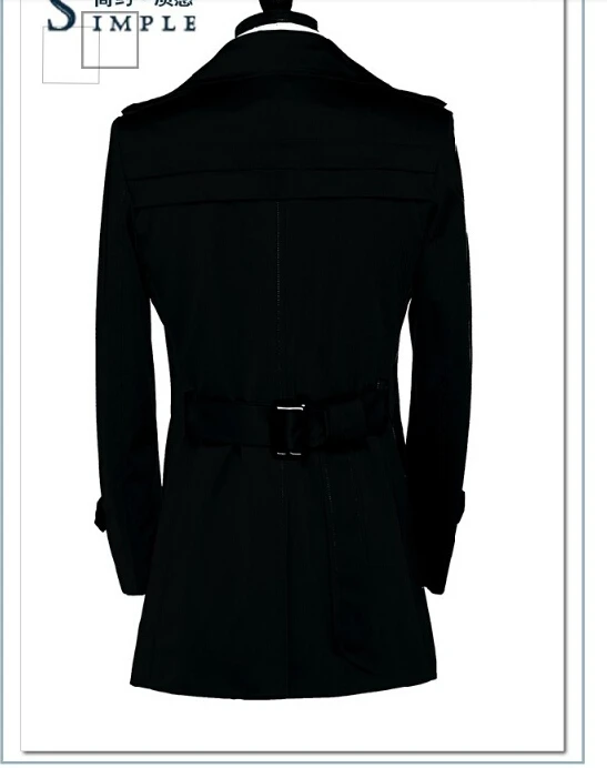 Тренчкот мужской облегающий Брендовое пальто черный цвет размеры до 9XL|black mens trench