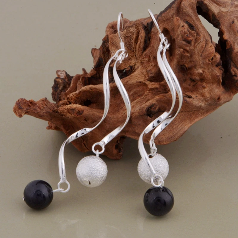 Женские серьги с цветными бусинами высококачественные серебряные серьги|earrings