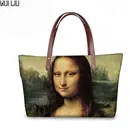 Женская сумка для покупок Ван Гог Мона Лиза индивидуальные сумки Прямая доставка неопреновые большие сумки Tote Bolsa Feminina Sac a Main Cross