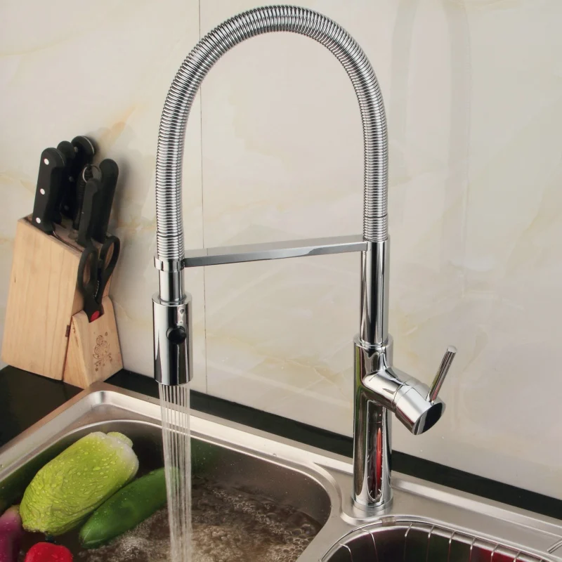 becola new design chrome modern pull down kitchen sink mixer tap pull out down kitchen faucet 360 swivel faucet br 9203 free global shipping