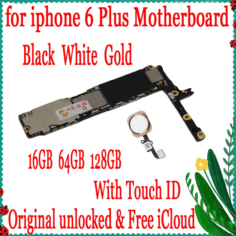 Для iPhone 6 Plus 5 дюймов материнская плата Заводская разблокированная с/без Touch ID для