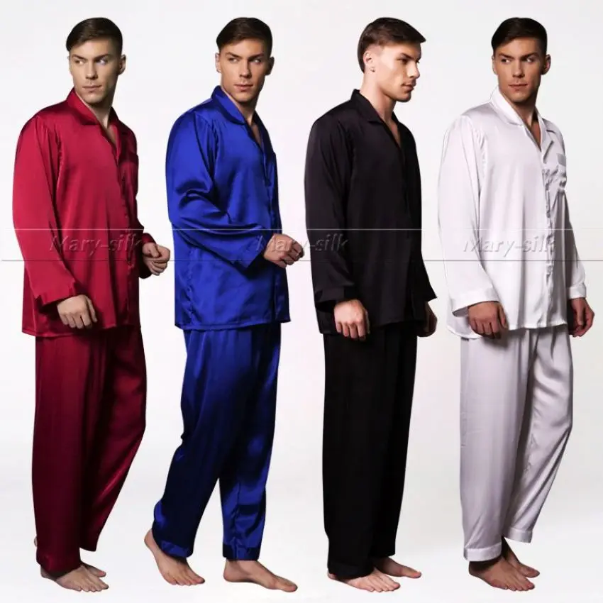 Mens Silk Satin Pajamas Set Pyjamas Set Pjs Sleepwear Loungewear S, M ,L ,XL,2XL,3XL,4XL Plus Size__Fits All Season