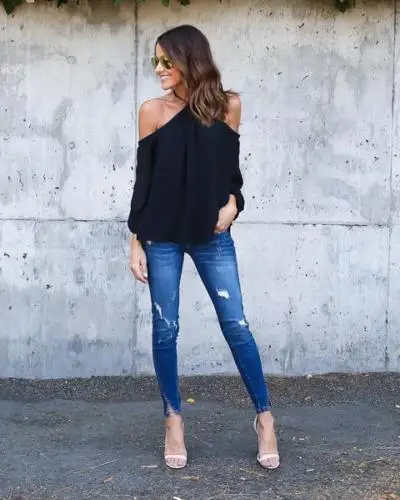 MOONIGHT Tops Blouses Off Shoulder Chiffon Women Blouse 2018 Summer Casual Shirts Club Party Blusas |