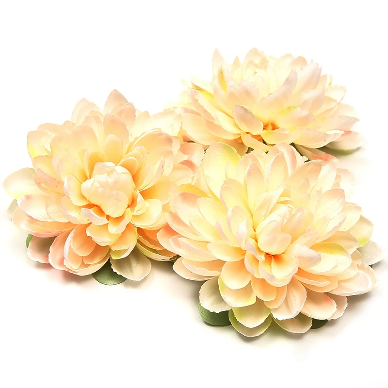 cream color 1 шт. Высокое качество 11 см Шелк Георгин искусственный цветок ромашка цветок голова свадебное украшение дома DIY цветок настенная брошь для головного убора - Цвет: cream color