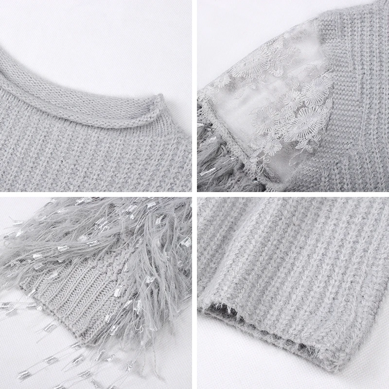 Фото Gracegirl 2017 Autumn Women Sweaters Series Winter Lace Patchwork Fashion Jumper For Woman Lantern Full Sleeve Sweater SA171008 Женская Gracegirl 2017 Autumn Women Sweaters Series Winter Lace Patchwork Fashion Jumper For Woman Lantern Full Sleeve Sweater SA171008 Женская