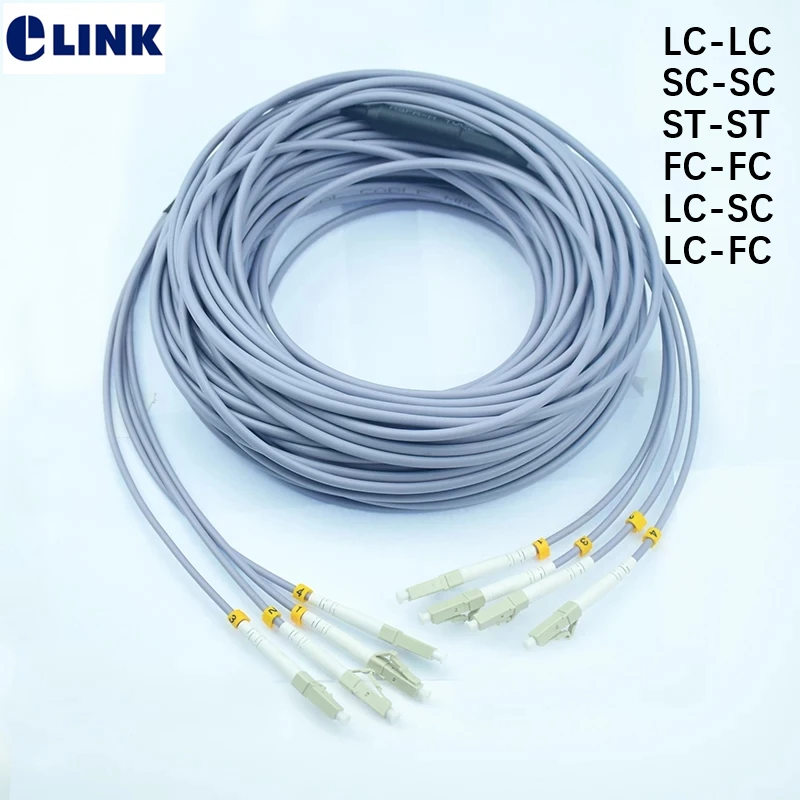 5pcs 5mtr 4 core Armored fiber patchcord SC LC FC ST UPC APC Multimode 4 fibers Armored optical fibre jumper cable ELINK ftth 5M