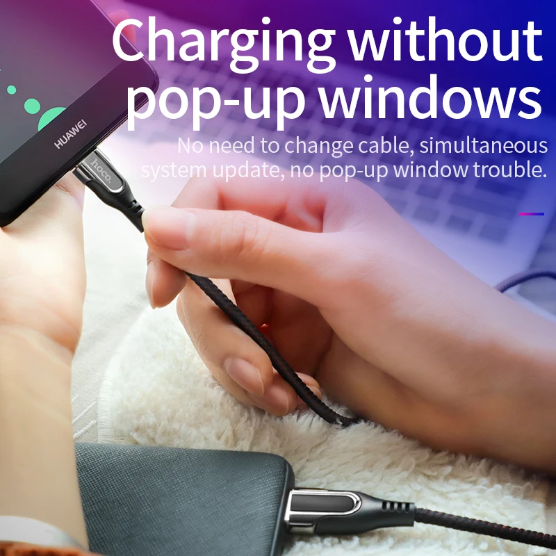 HOCO usb type C кабель Светодиодный индикатор USB C кабель для samsung S10 Plus huawei P30 Pro Xiaomi 9 Smart power Off USBC type-C кабель