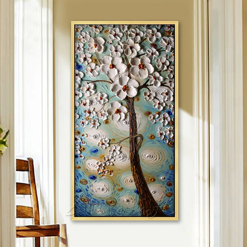 Картина на холсте Ручная роспись палитра нож 3D текстура цветок дерево настенные
