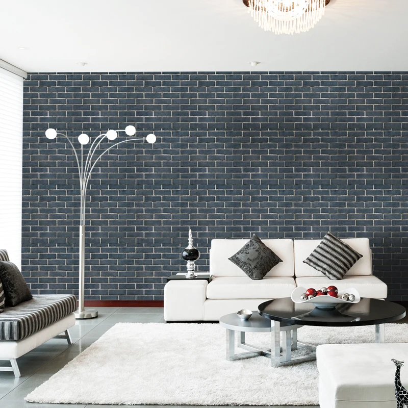 3D Наклейка на стену из синего кирпича ПВХ самоклеящаяся бумага для домашнего декора|Обои| |