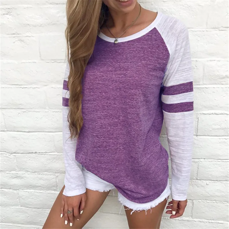 Autumn Long Sleeve Blouse Women 2019 Casual O-neck Patchwork Shirt Slim Lady Blouses Basic Tops Tee Blusas Plus Size 5XL