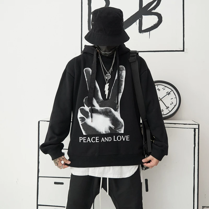 Мира и любви Принт толстовки над Размеры Swag Tyga хип-хоп худи осень-зима пары US