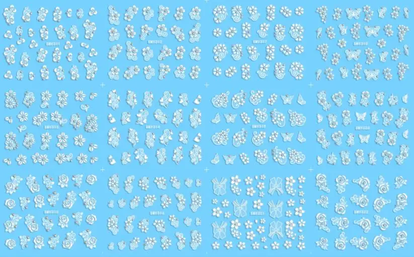 YA LI золото/серебро 3d стикер для дизайна ногтей Наклейка для ногтей Сердце Бабочка и цветок с украшения со стразами DIY украшения