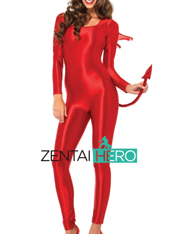 Бесплатная доставка DHL сексуальный женский красный комбинезон из лайкры Zentai боди