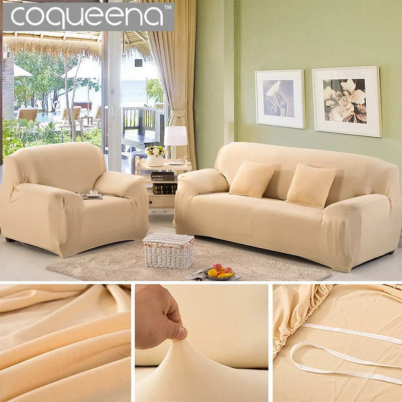 Coqueena™ Чехол на 1/2/3/4-хместный диван угловой диван растягивающийся универсальный, одноцветный