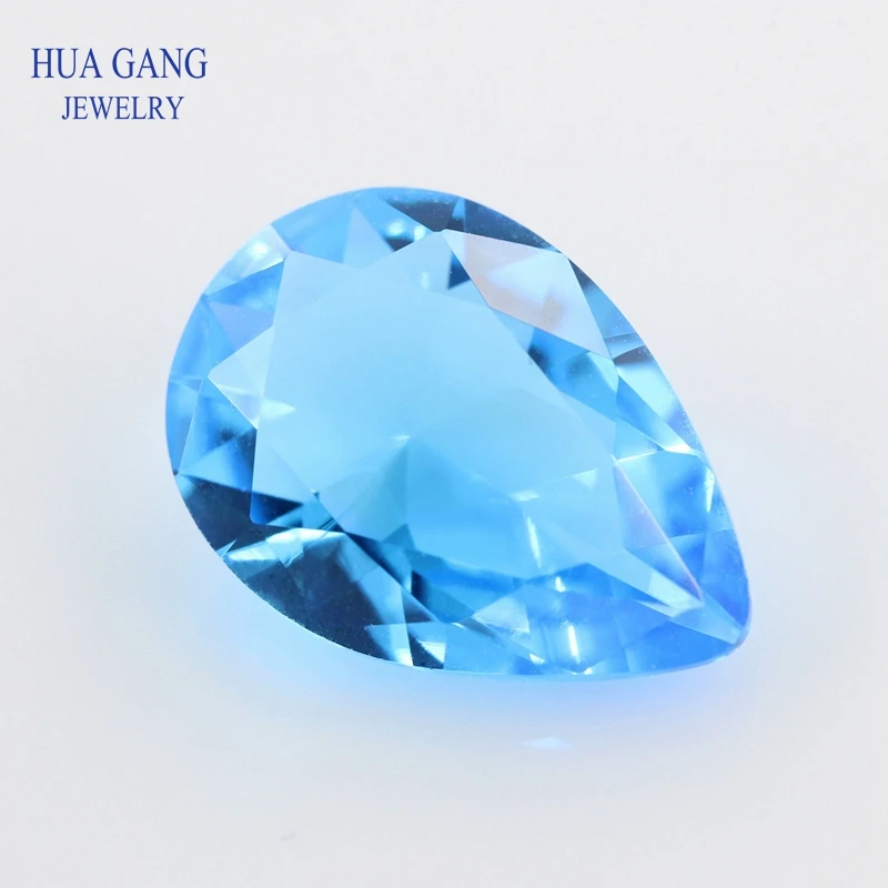 

2x3~15x20mm Seablue Color Pear Shape Loose Glass Beads Synthetic Gems For Jewelry Wholesale Free Shipping