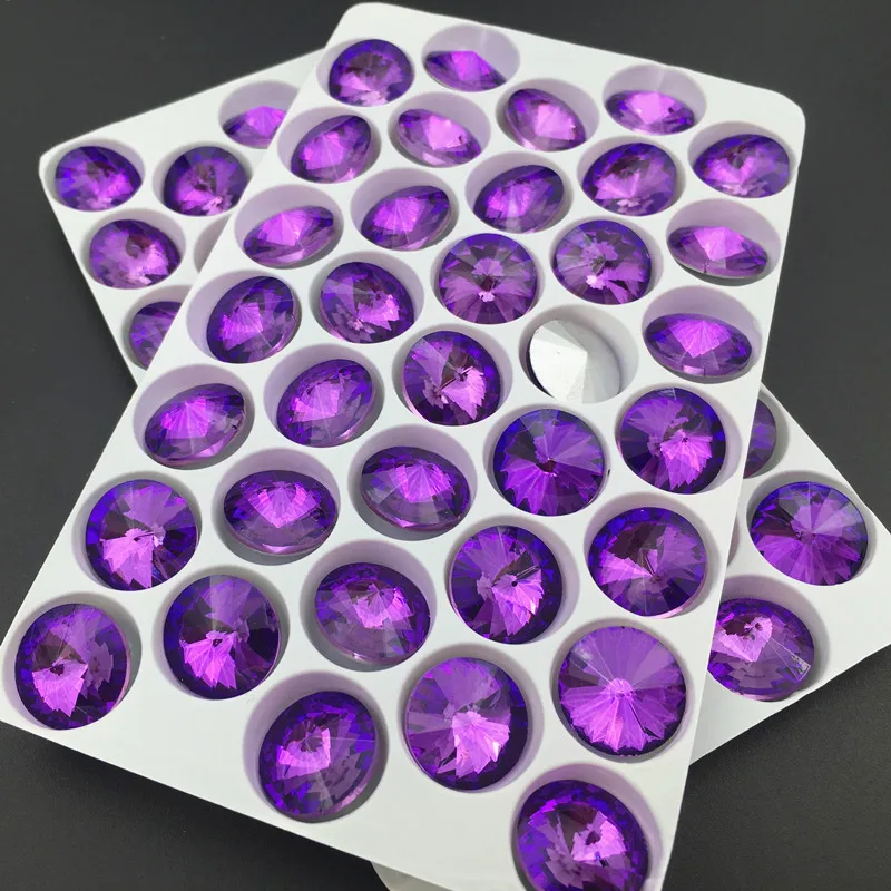 Lt фиолетовый бархатный кристаллический камень Rivoli стеклянный для изготовления