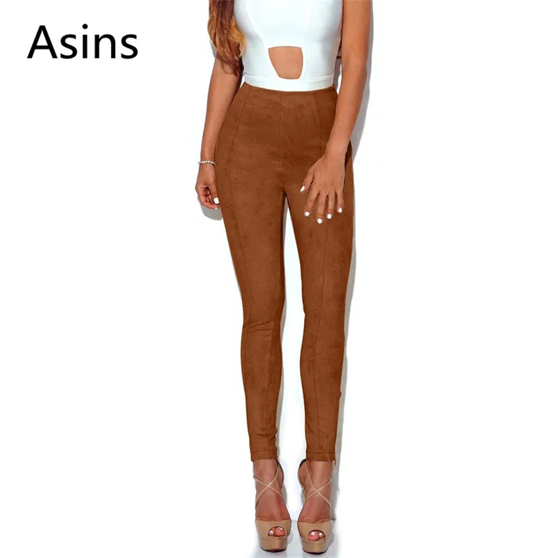 

Asins pencil pants 2019 spring summer new hot women casual fashion wild solid color spliced mid waist suede pencil pants