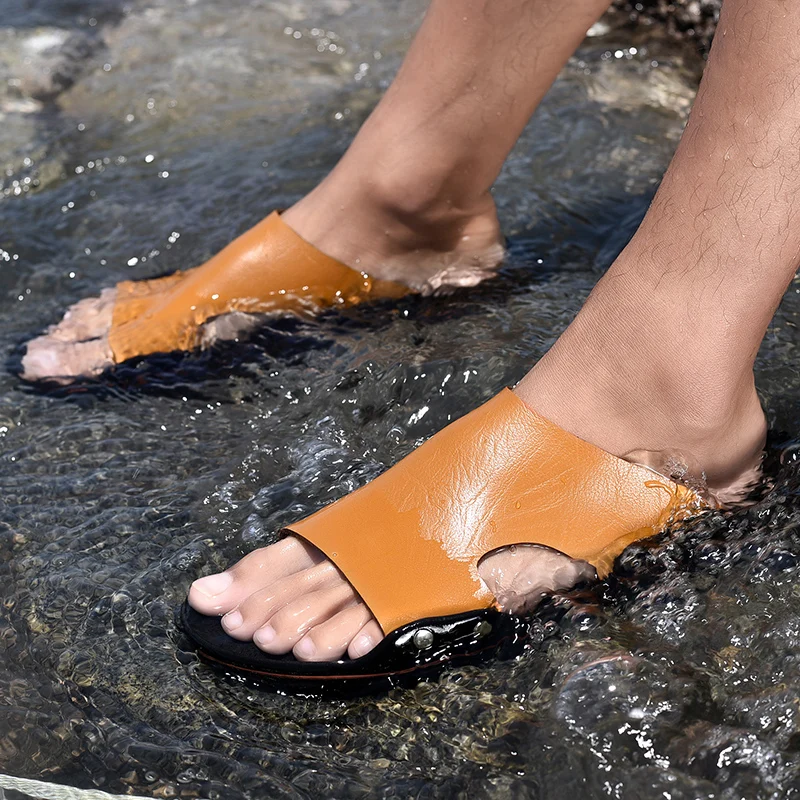 Шлепанцы TOSJC мужские на плоской подошве повседневные сандалии Нескользящие для