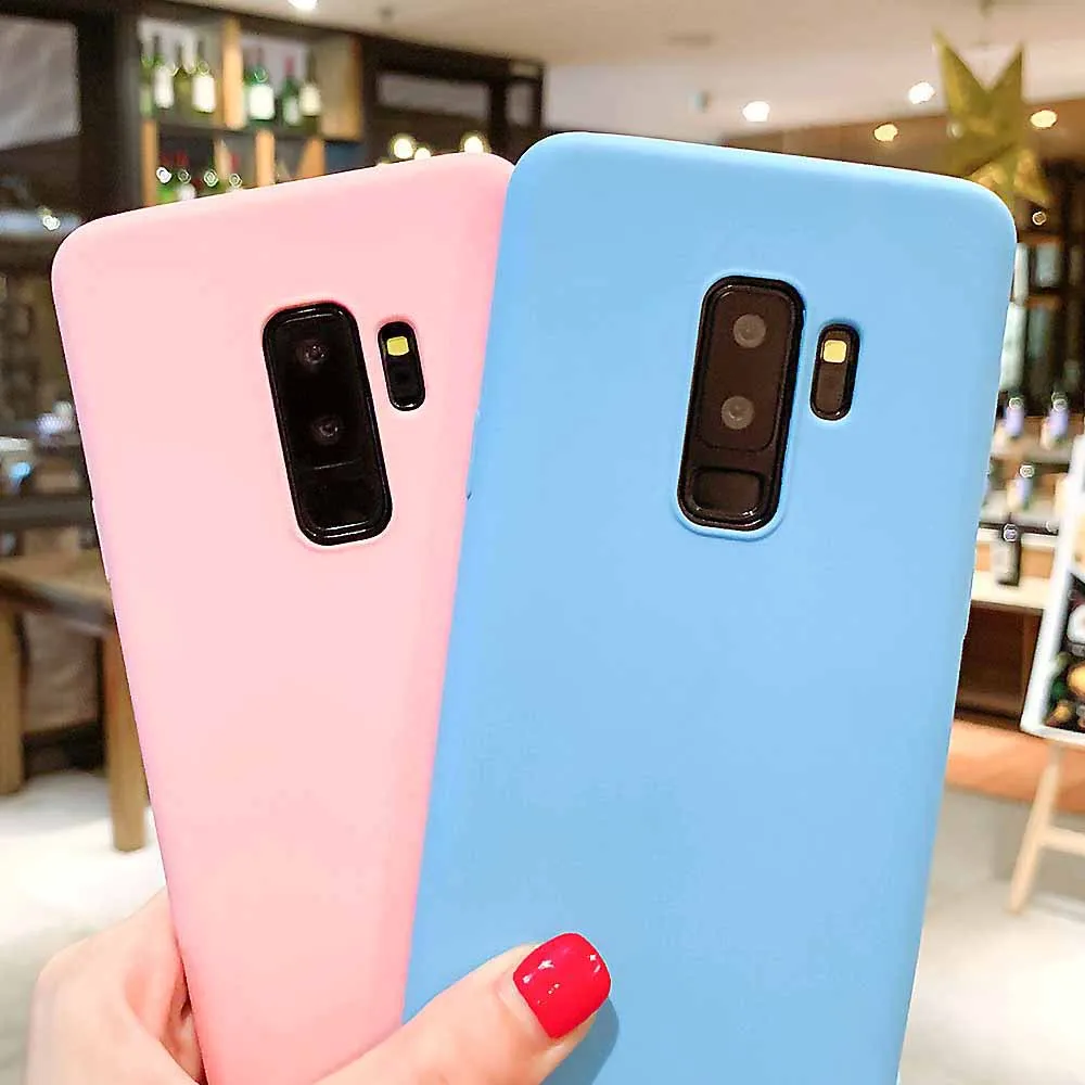 Матовый чехол конфетного цвета для samsung Galaxy S8 S9 плюс A7 2018 S10 рlus Lite силиконовые