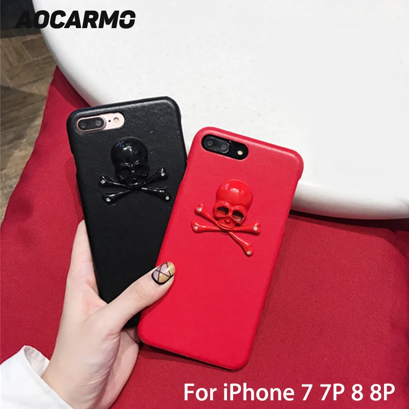 Aocarmo 3d тисненый череп ретро кожаный чехол для задней панели телефона iPhone 6 6S 7 7Plus 8