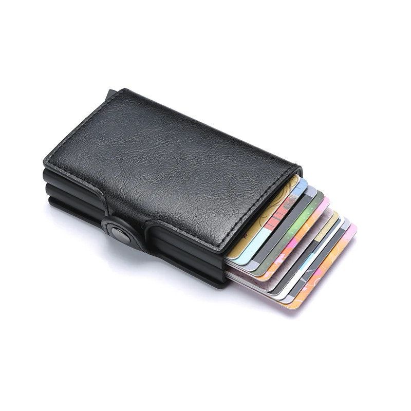 Двойные металлические держателя карты с функцией блокировки RFID кожа визитной