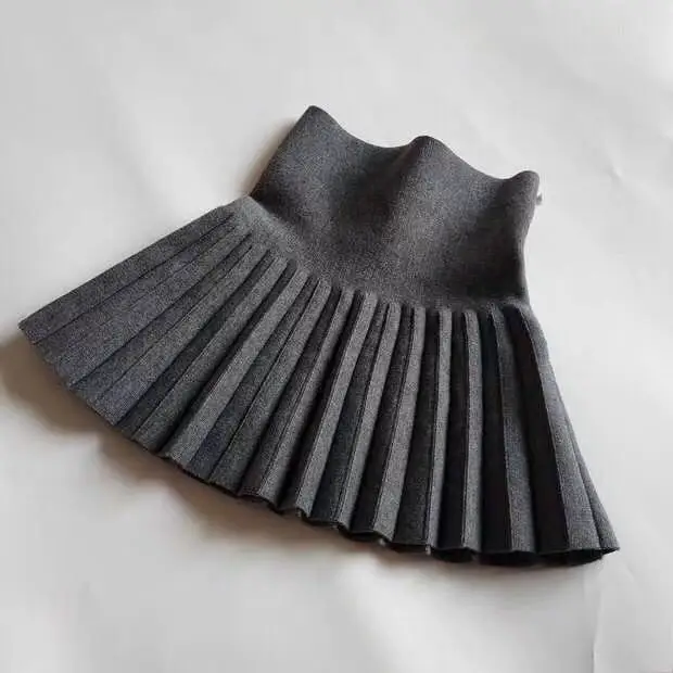 grey color Детские юбки для девочек Детская плиссированная Шерстяная Юбка вязаная Повседневная осенняя одежда школьная одежда для малышей и подростков юбки-пачки для больших девочек - Цвет: grey color