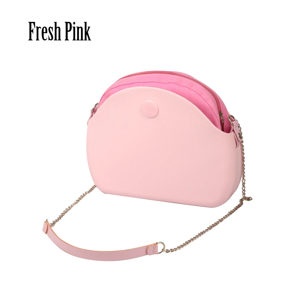 fresh pink Tanqu New O bag moon light Body with long chain waterproof inner pocket bag rubber silicon O moon light Obag women handbag - Цвет: fresh pink