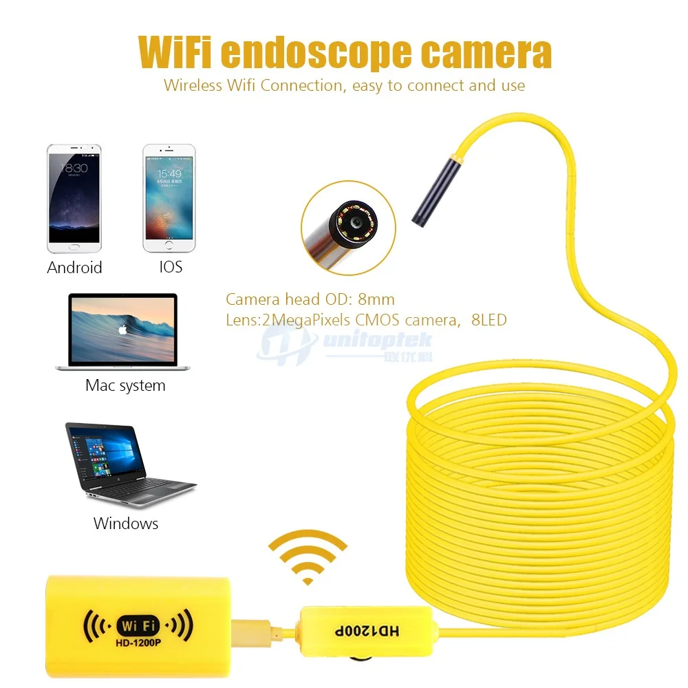 1 м 2 м 3,5 м 5 м Wifi микро 1200P HD эндоскоп камера IOS Android Водонепроницаемый IP68 видеокамера двигатель Бороскоп Труба 8 мм объектив 8 светодиодов