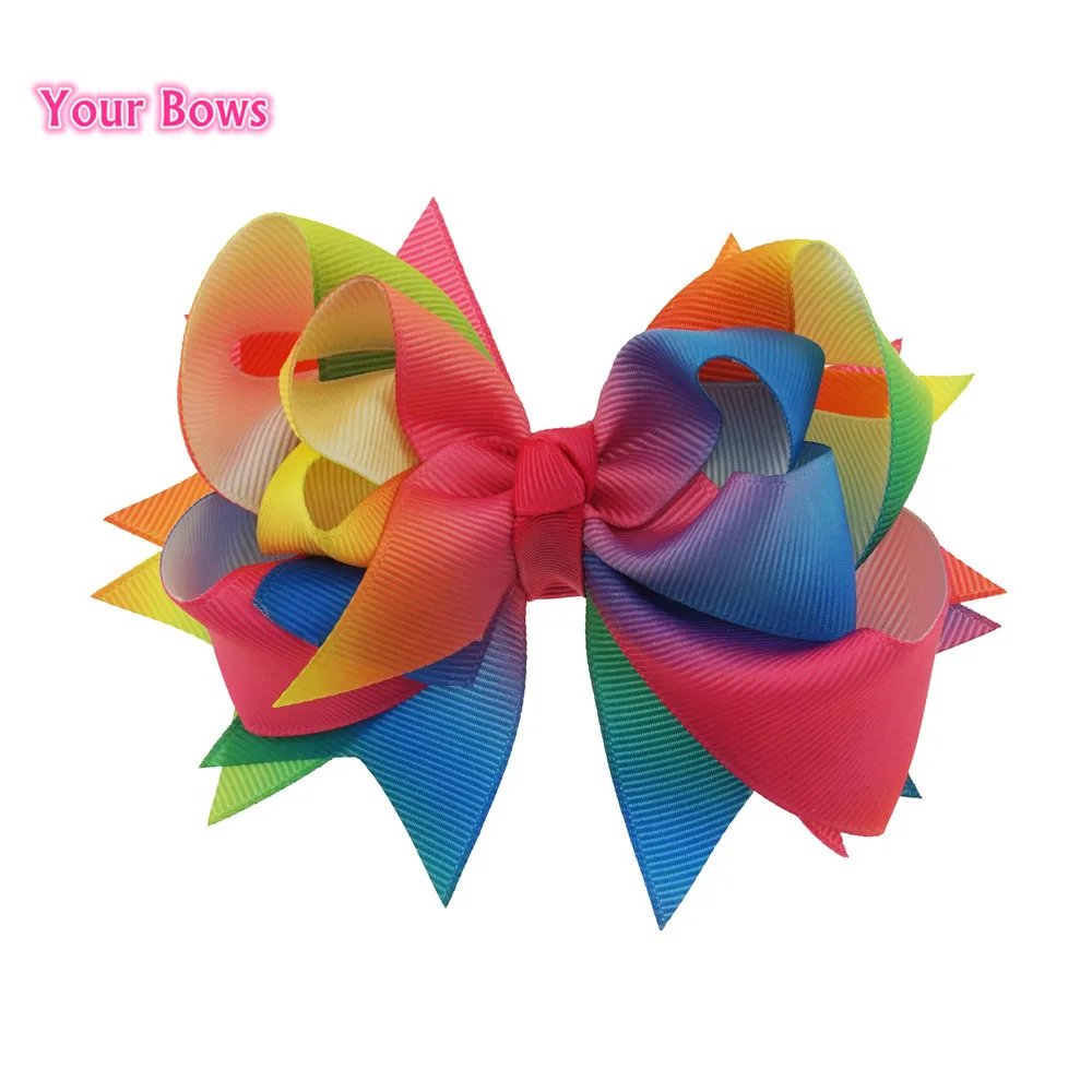 5 дюймов радужные бутиковые банты твои для девочек высококачественные заколки