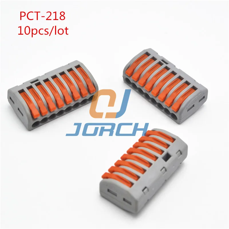 

PCT-218 Universal Compact Wire Wiring Connector 8 pin Conductor Terminal Block With Lever 0.08-2.5mm2
