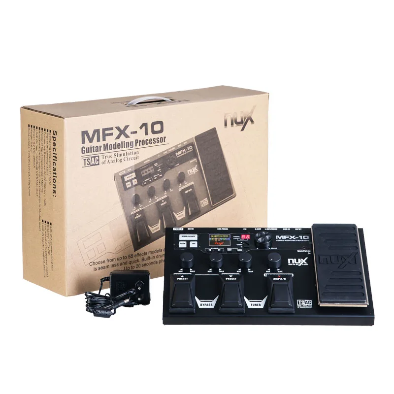 NUX MFX-10 многоэффектный процессор педаль гитары 55 типов эффектов AUX-in ЖК-дисплей |