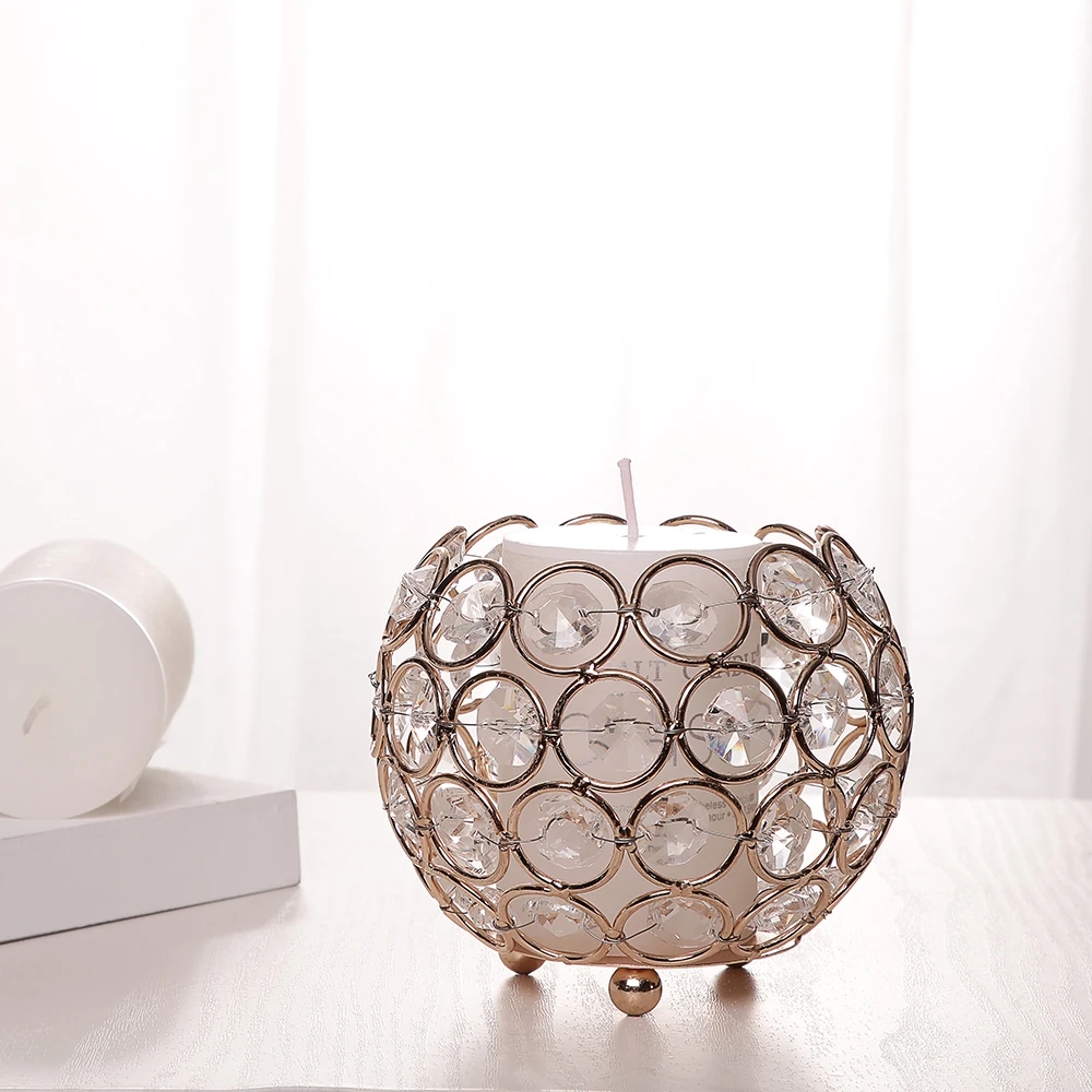 

Gold Candle Holders Wedding Candelabra Centerpieces Center Table Candlesticks Parties Decor Crystal Candle Lantern