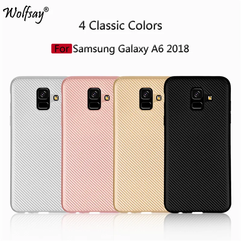 Для чехол для телефона samsung Galaxy A6 2018 углеродного волокна Мягкий из ТПУ с узором A600F