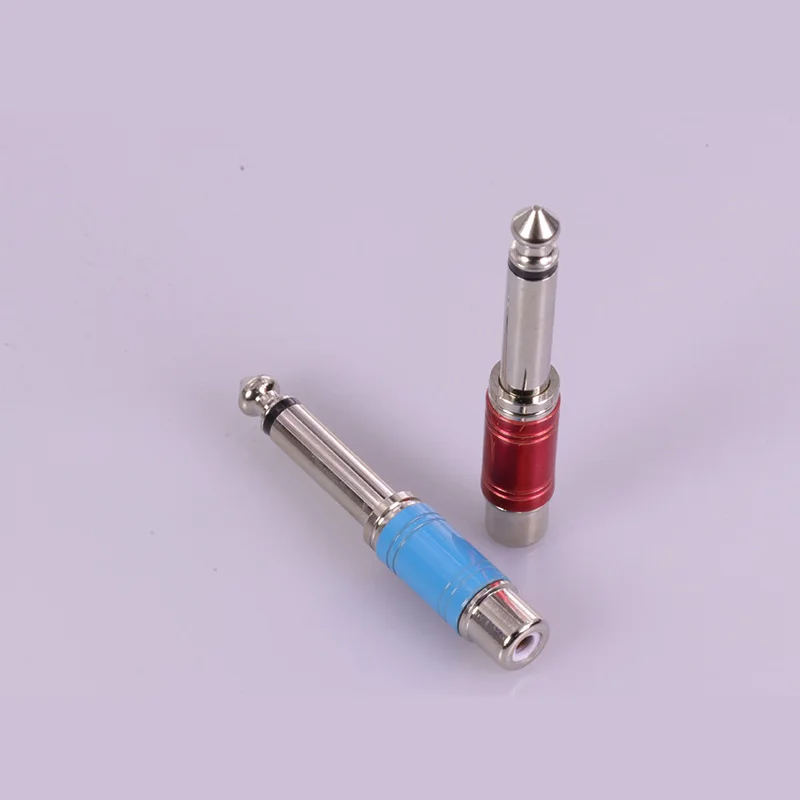 Высокое качество синий и красный никелевый разъем RCA аудио 6 35 мм моно на кабель