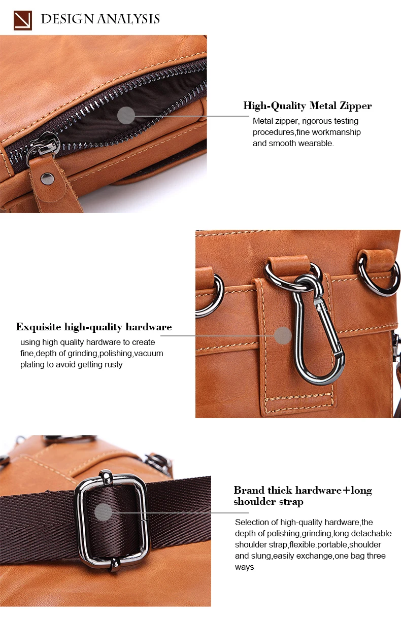 MISFITS Genuine Leather Men Messenger Bag Hot Sale Male Small Casual Crossbody Shoulder Bags Travel New Waist Packs Man Handbags