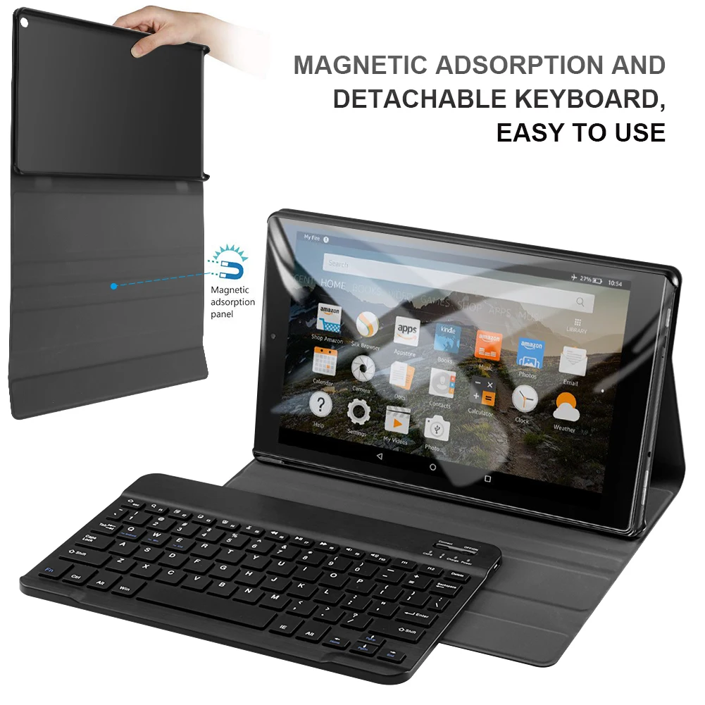 Кожаный чехол для Amazon Kindle Fire HD10 10 1 дюйма с немецкой Bluetooth клавиатурой в английском